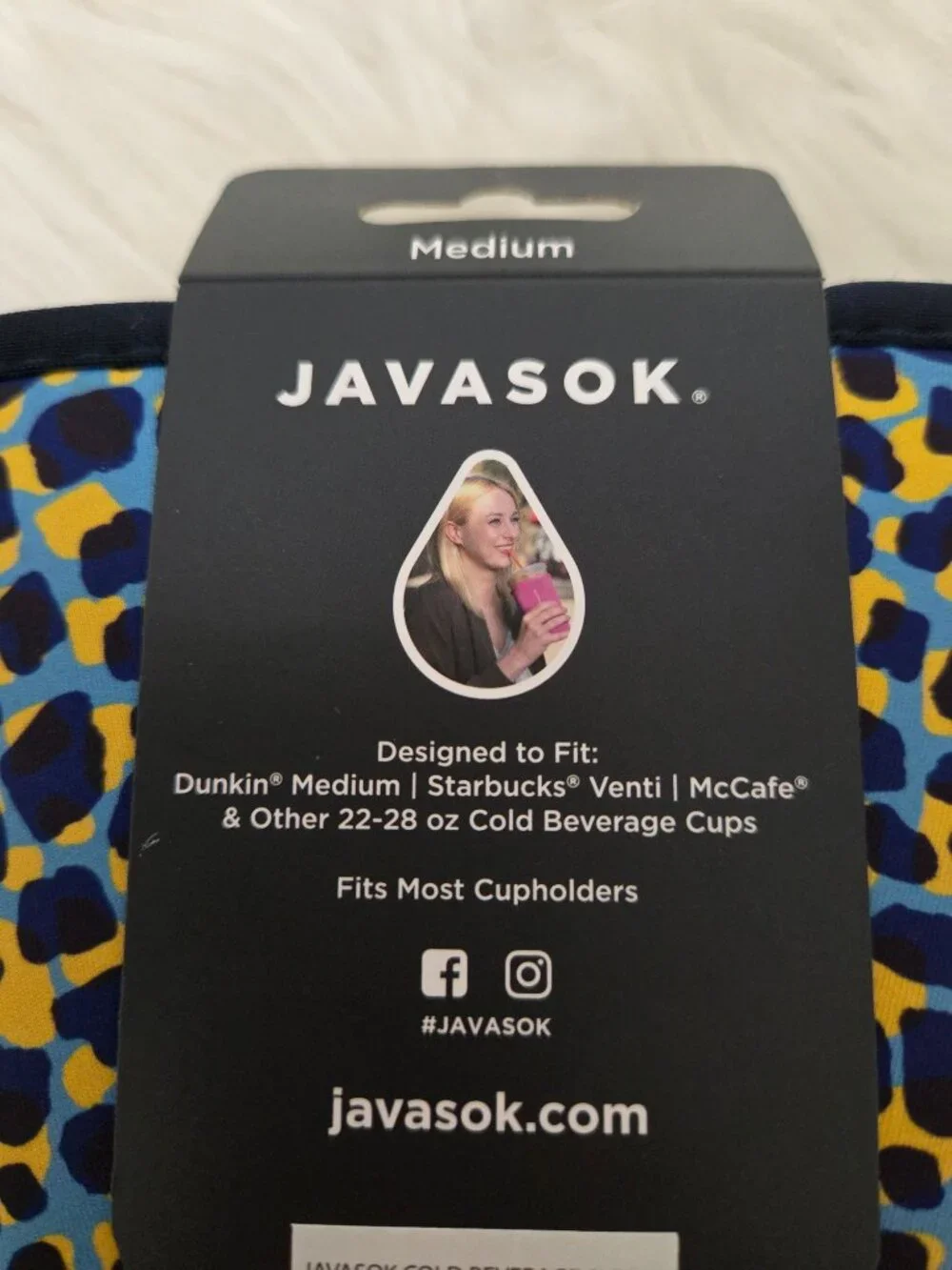 Java Sok Blue/Yellow Leopard Print Drink Sleeve